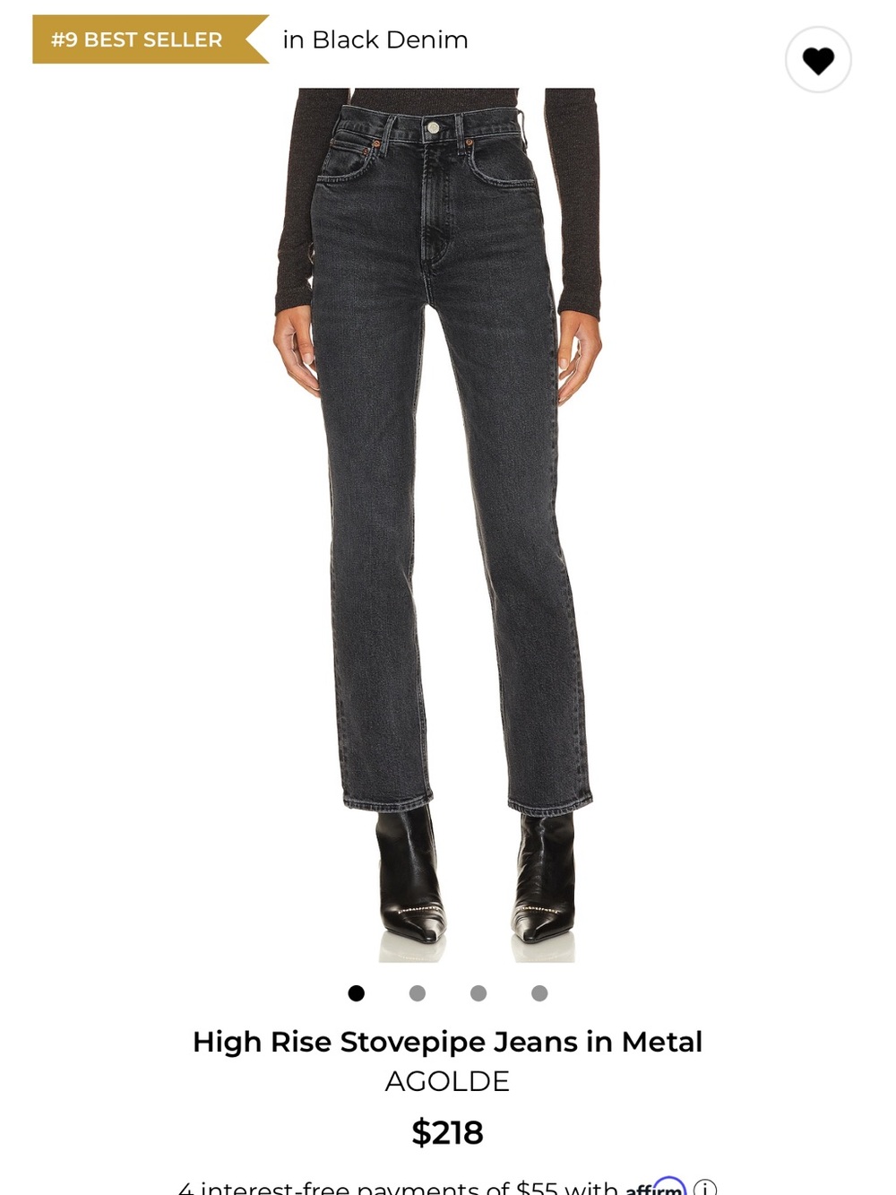 Agolde High-Rise Stovepipe Jeans in Metal Black